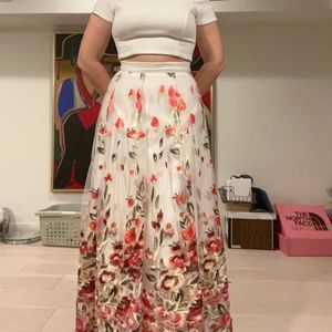 two piece white and floral prom dress